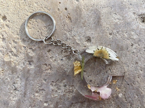 Floral Lettering Keychains A-J