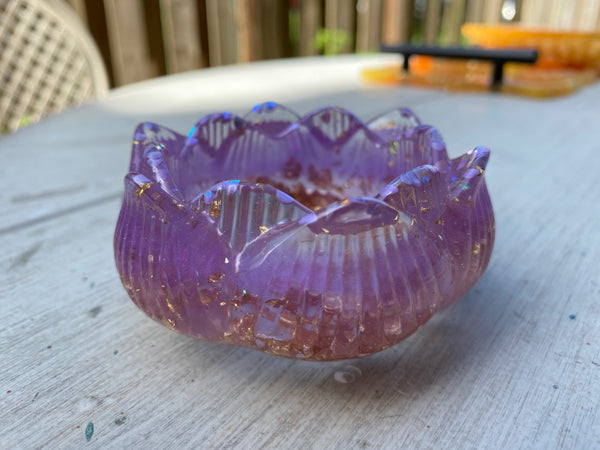 Lavender & Gold Lotus Succulent/Candle Holder