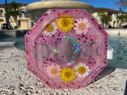 Floral Moons Hexagon Tray