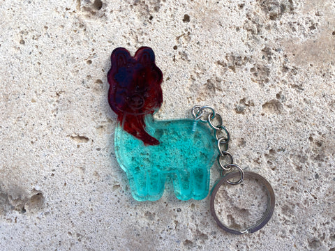 Sapphire Llama Keychain