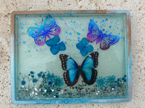 Azul Glass Rectangle Tray