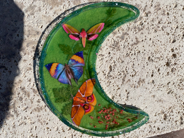 Butterfly Forrest Crescent Moon Tray