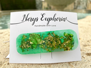 Green Barrette Hair Clips